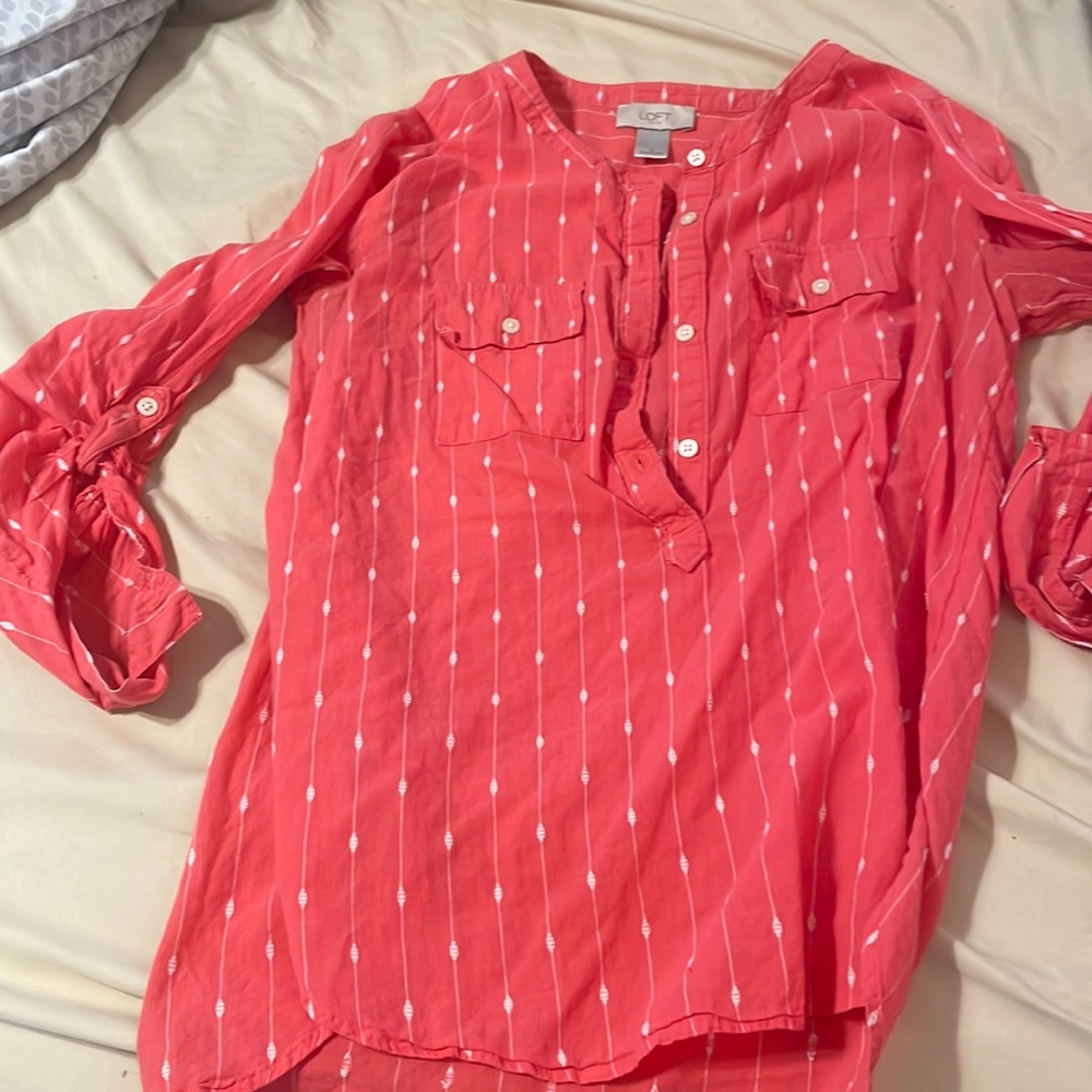 Pink and white top for work from loft